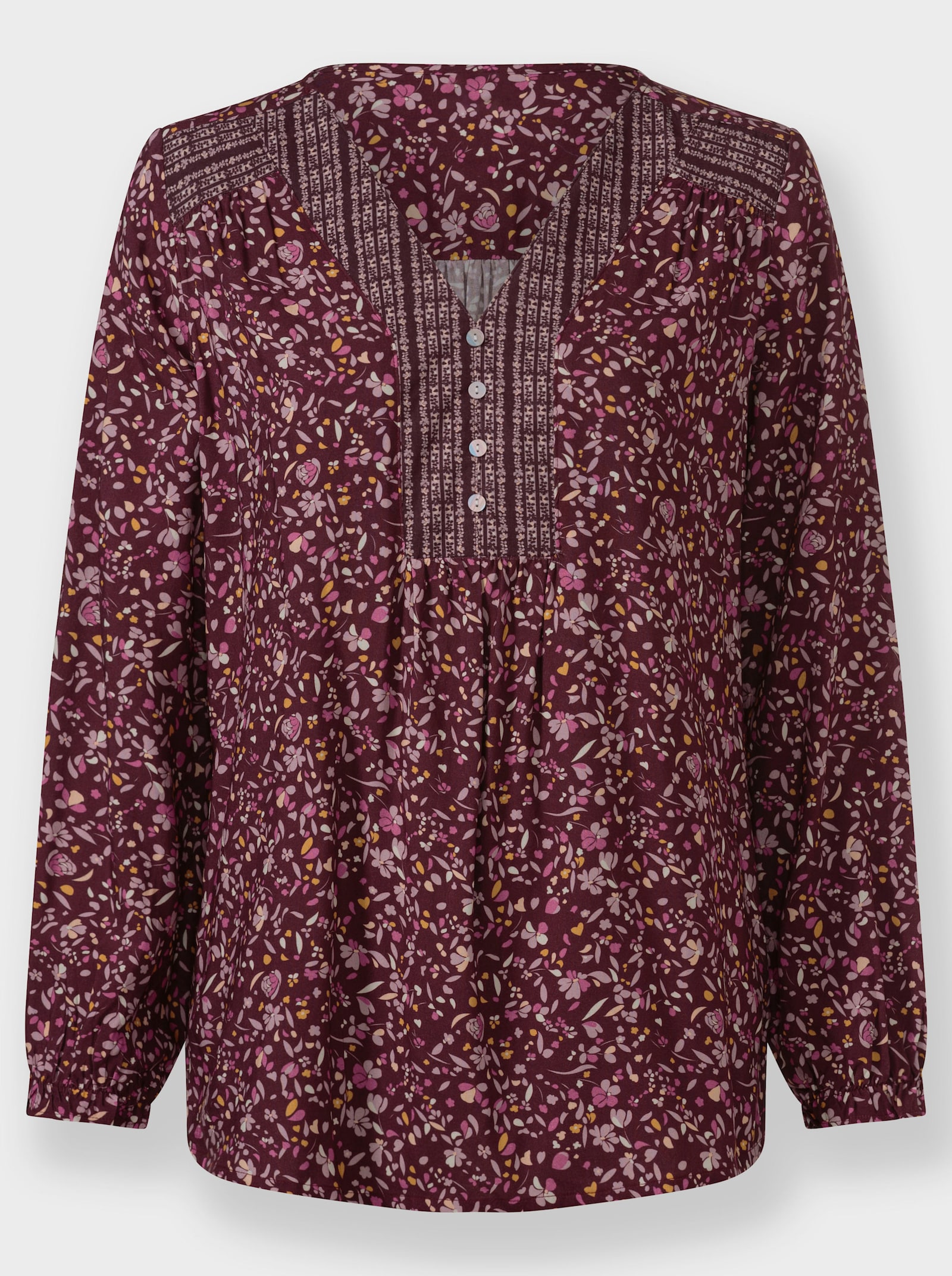Tunika, kvetový vzor - Burgundsko-hnedofialová potlač