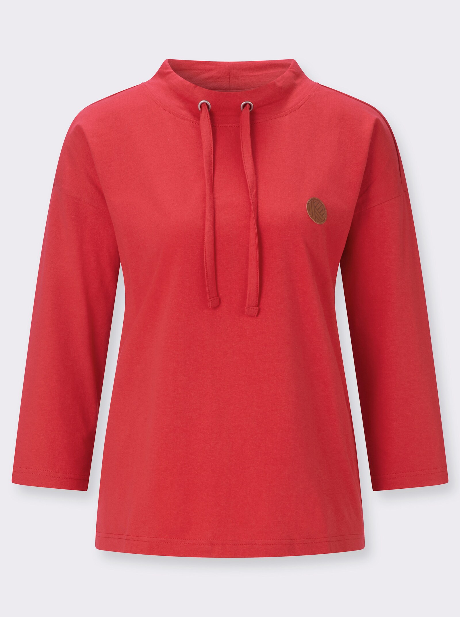 3/4-Arm-Shirt mit weitem Stehkragen - rot