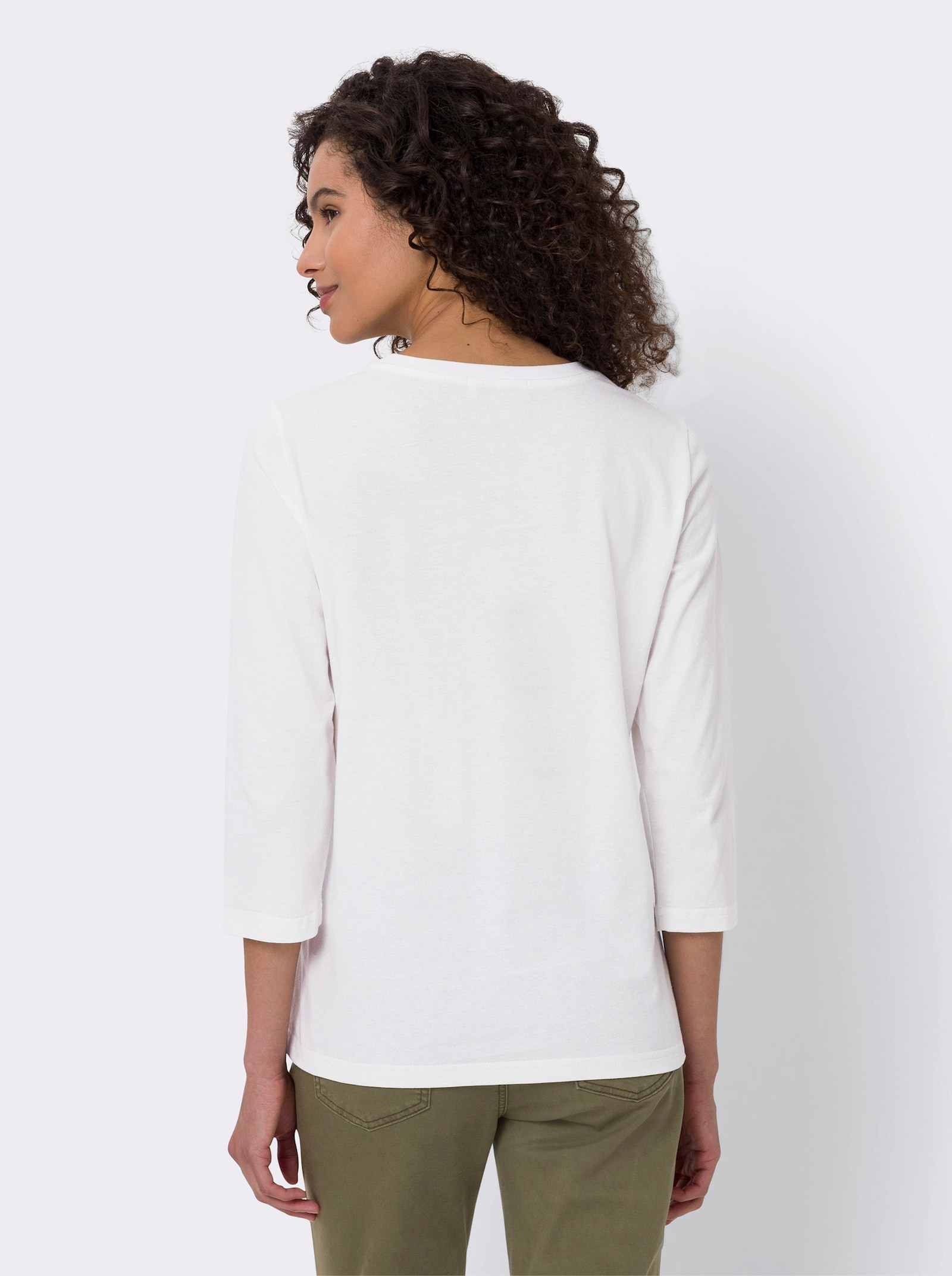 heine 3/4-Arm-Shirt mit Glanz-Schrift - ecru