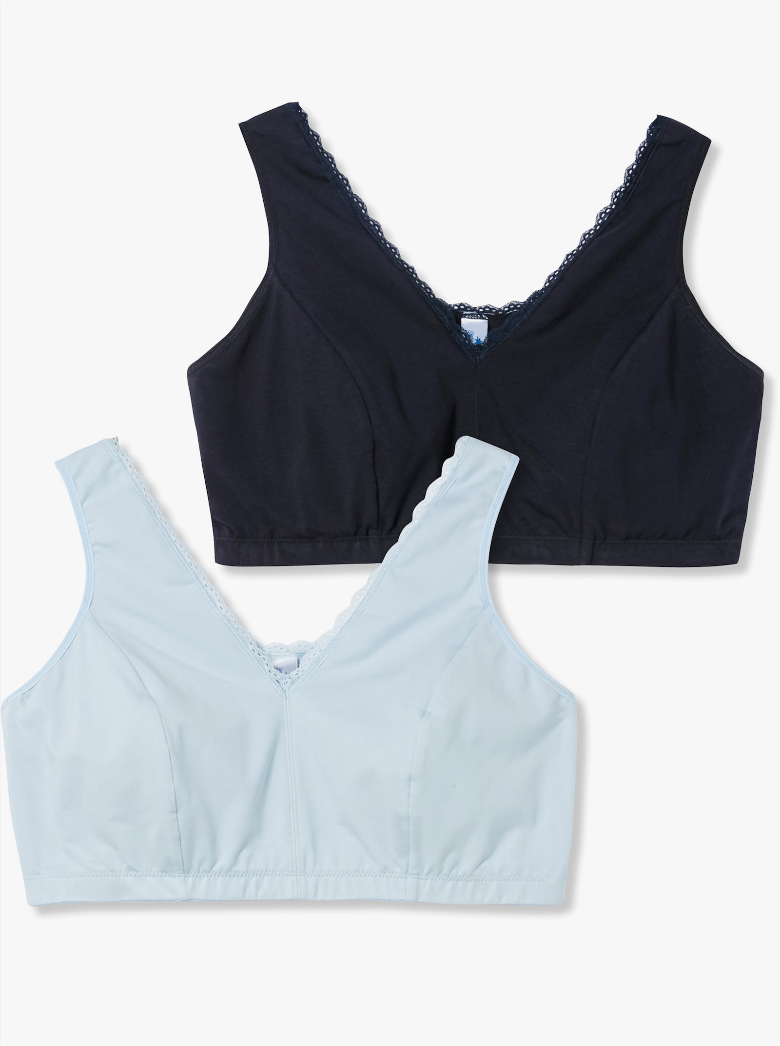 sheego Beugelloze beha in bustiermodel, in set van 2 - marine + lichtblauw