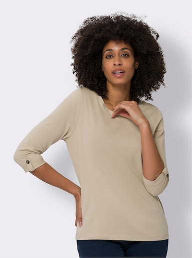 Shirt met 3/4-mouw - beige