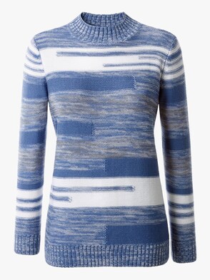 Pullover - blau-meliert