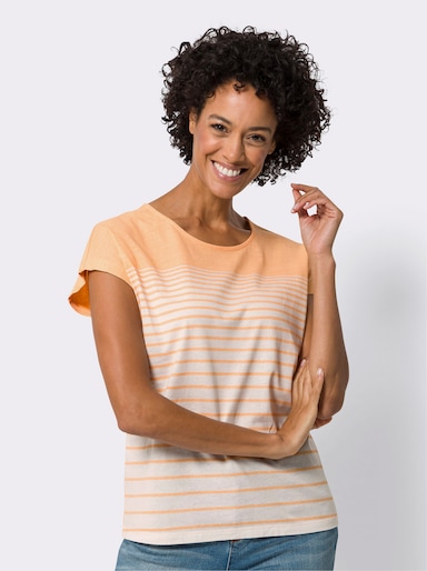 Shirt met ronde hals - apricot/ecru bedrukt