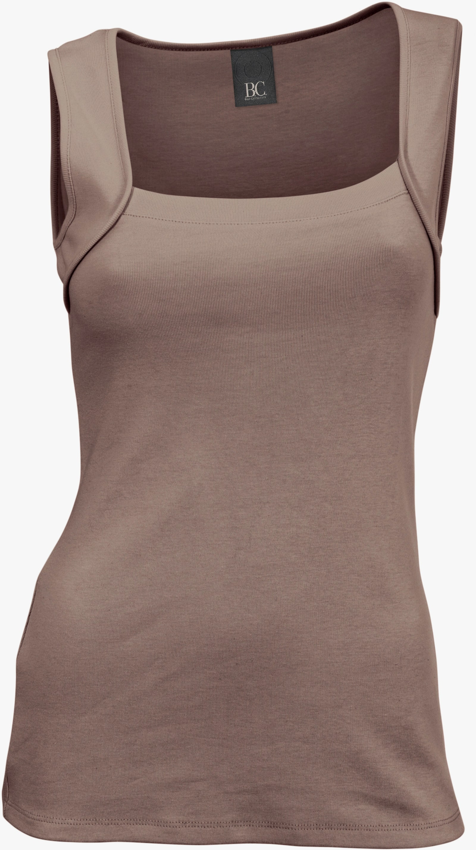 heine Shirttop met vierkante hals - taupe