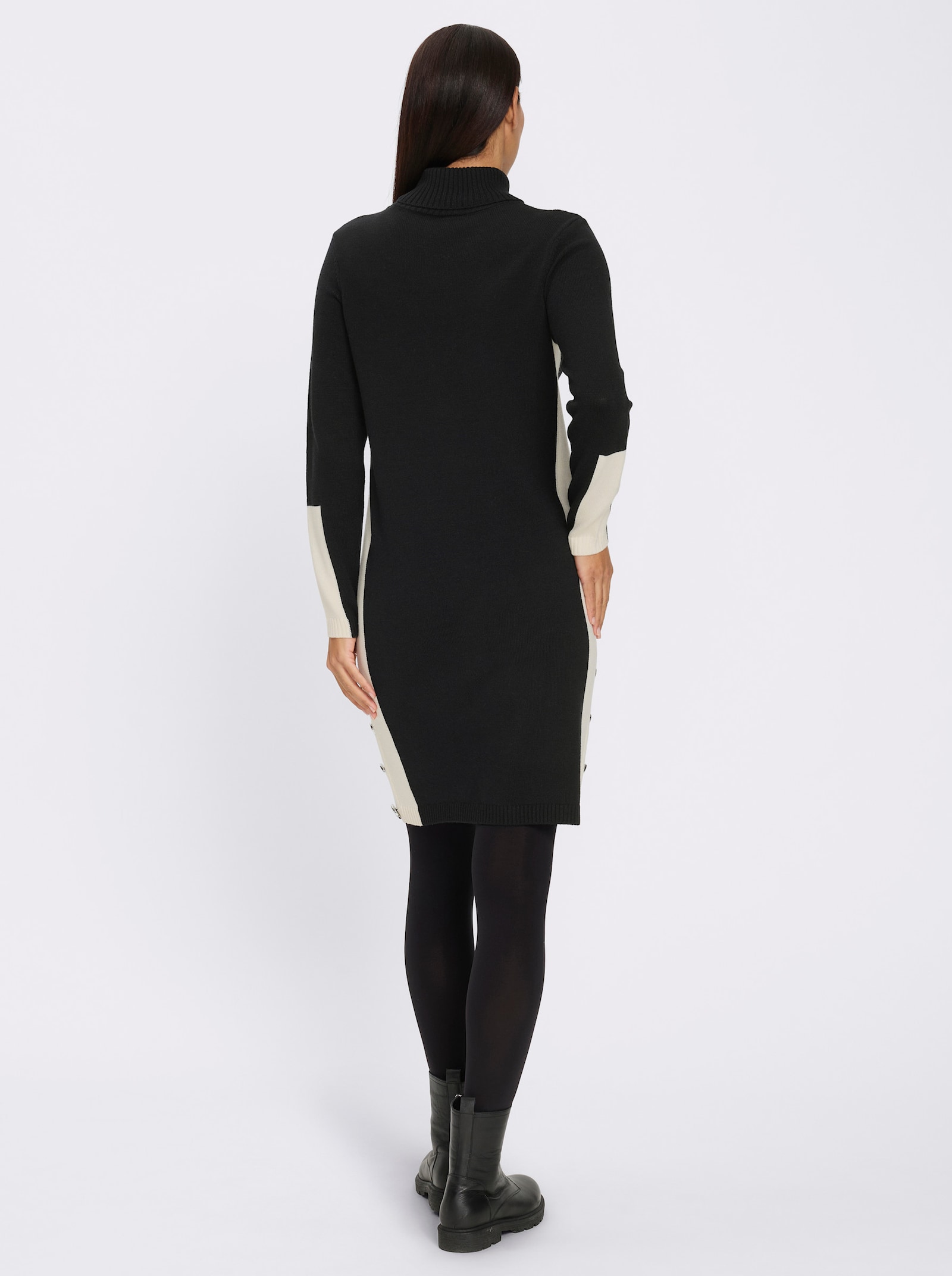 heine Strickkleid Mit Kontrast-Details - schwarz