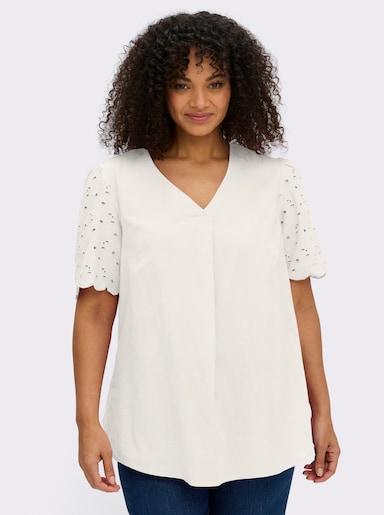 sheego Tunika mit Lockstickerei - ecru