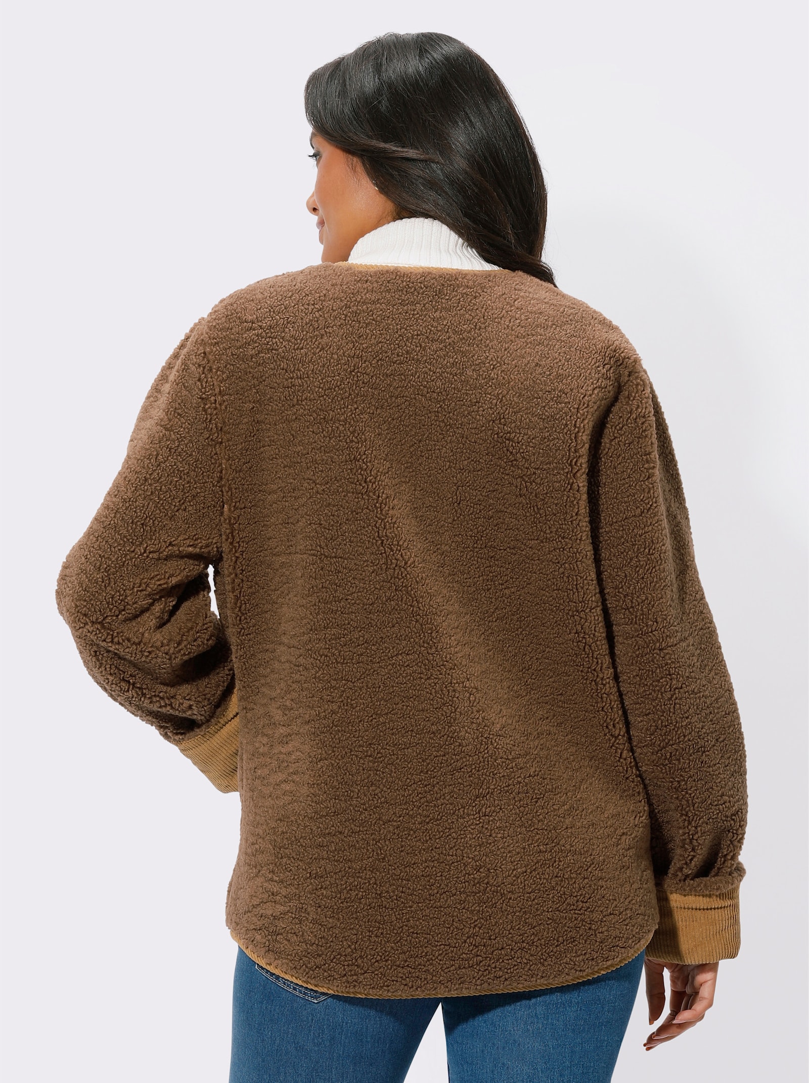 Jacke aus Teddy-Fleece - braun-camel