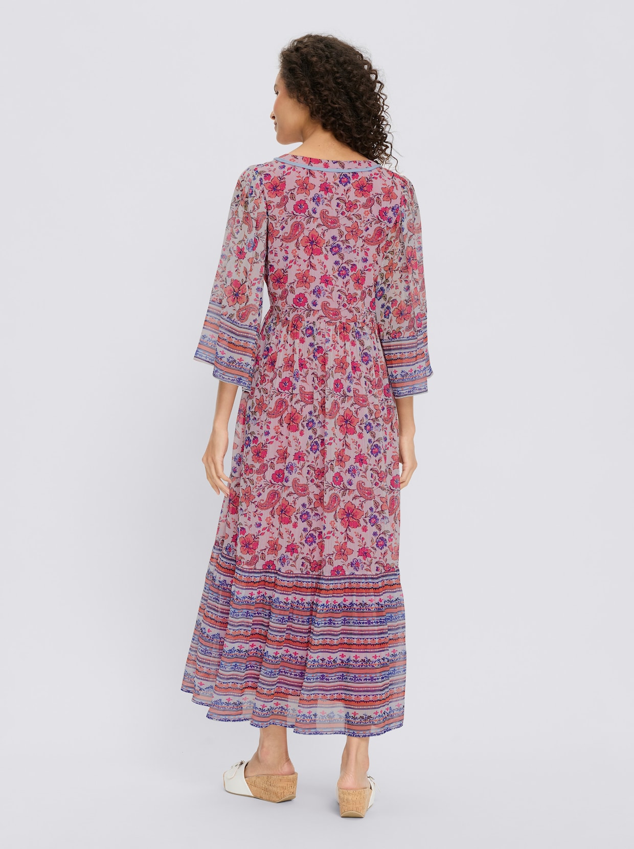 heine Druckkleid - ecru-fuchsia-bedruckt