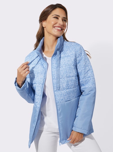 Steppjacke mit Druck in Melange-Optik - eisblau