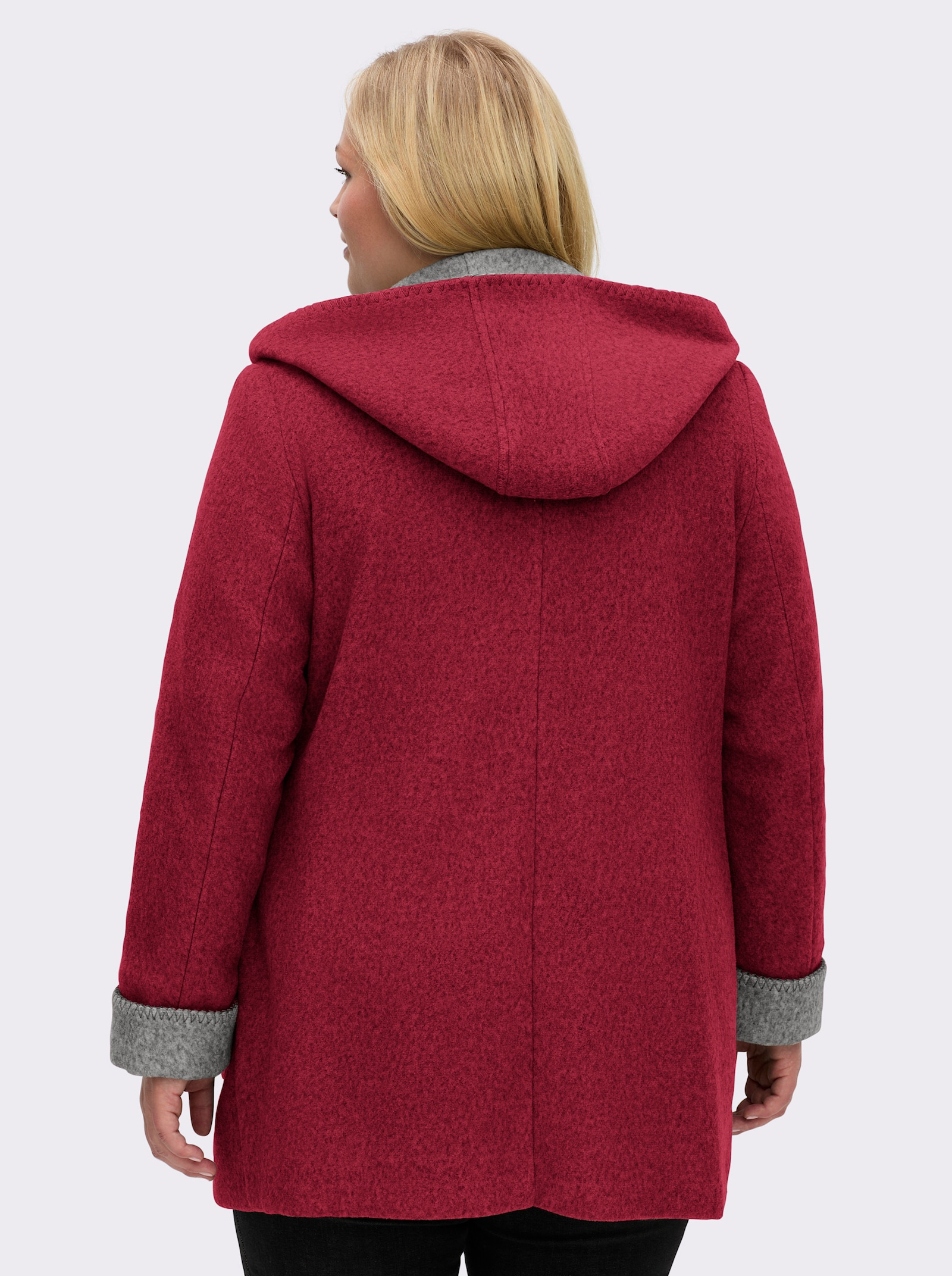 Kapuzenjacke in Woll-Optik - kirsche