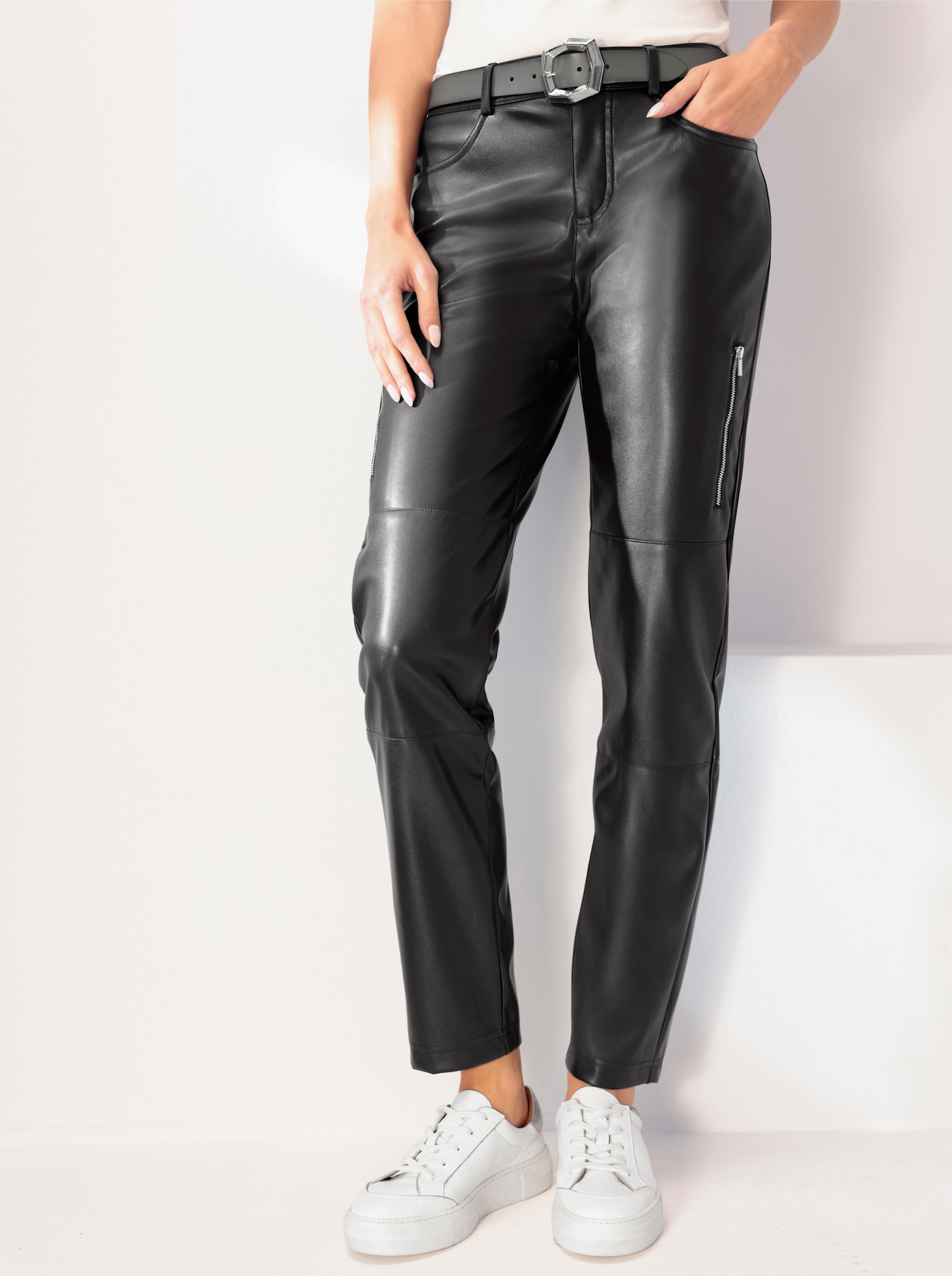 heine Pantalon en synthétique avec détails zippés - noir