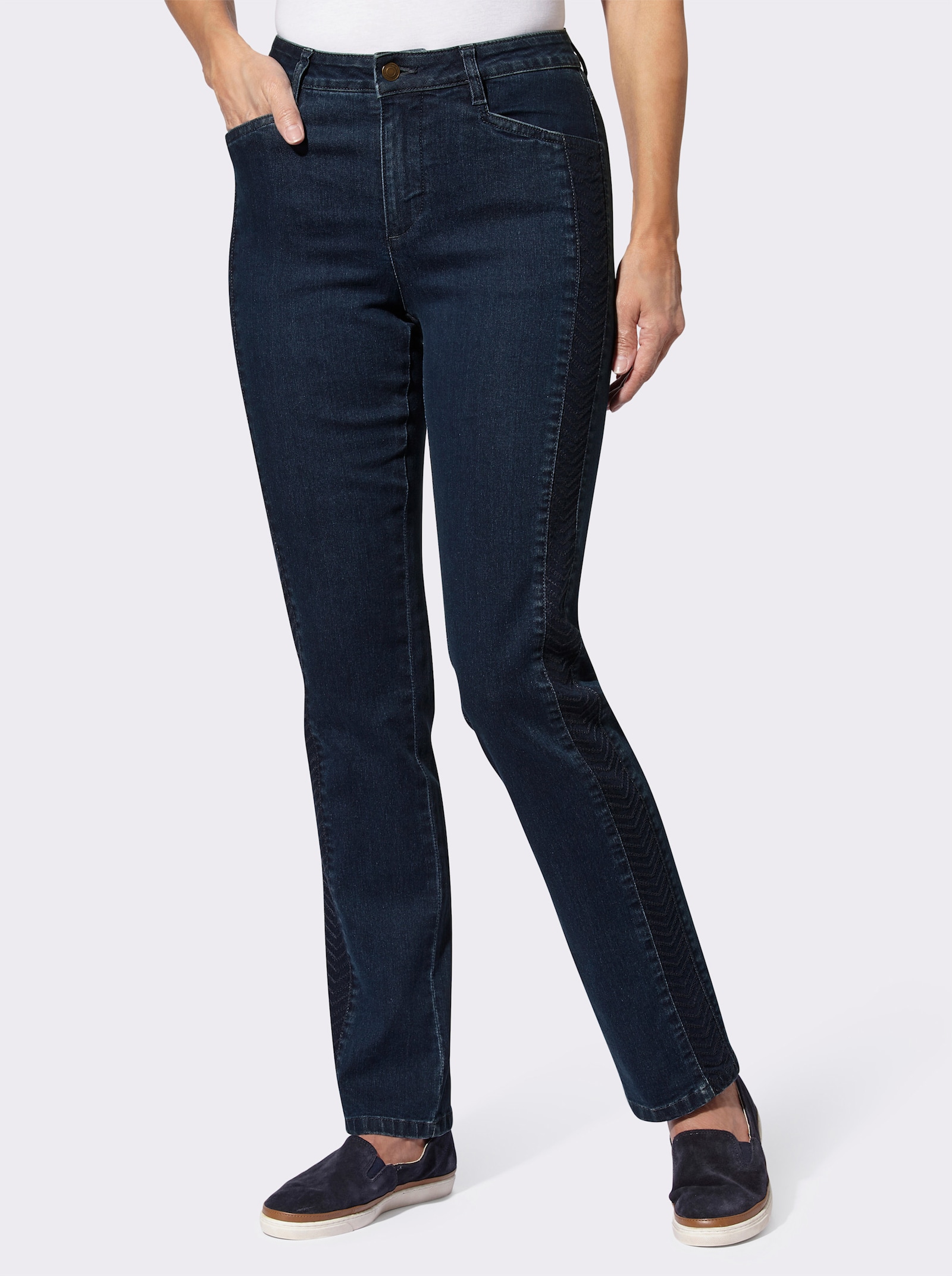 Jeans mit bestickter Seitennaht - dark blue