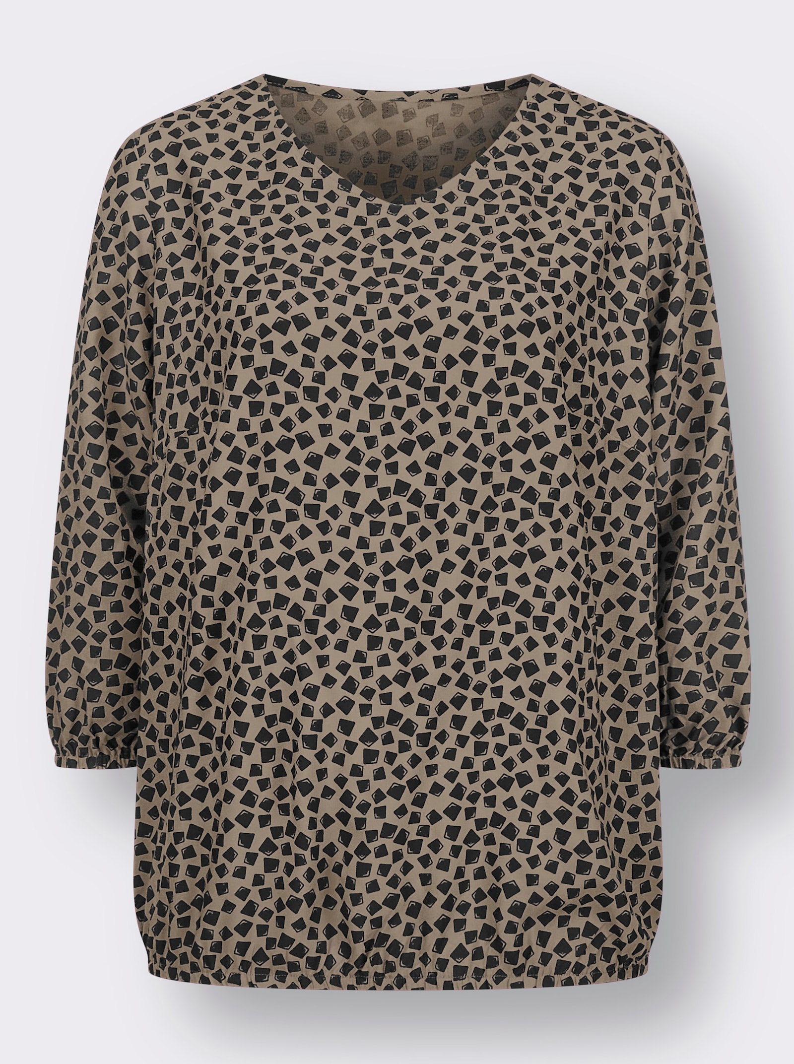 Schlupf-Bluse im Kontrast-Dessin - sesam-schwarz-bedruckt