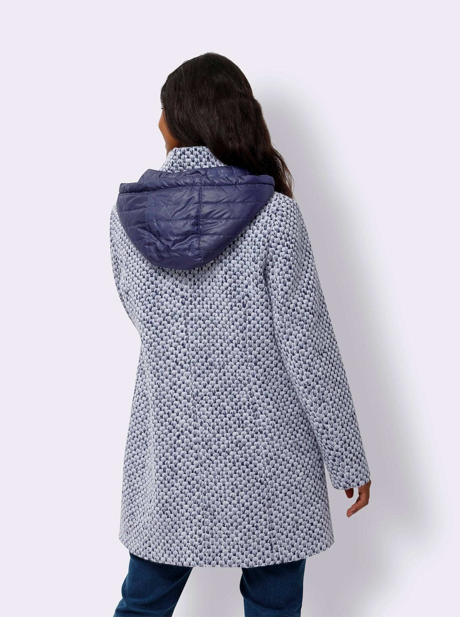 heine Outdoorjack met ritszakken - marine/ecru gemêleerd