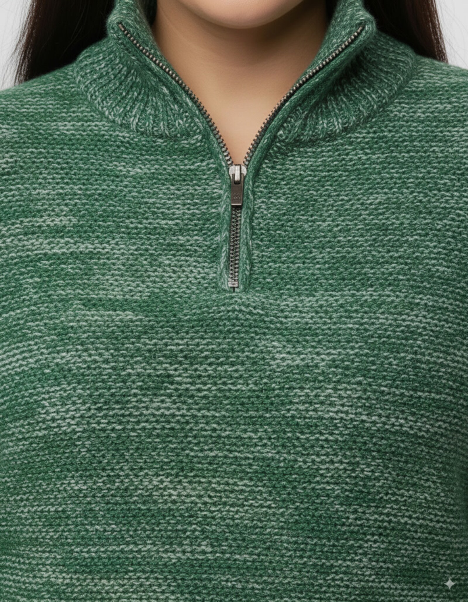 Troyer mit gerippten Abschlüssen - grün-meliert