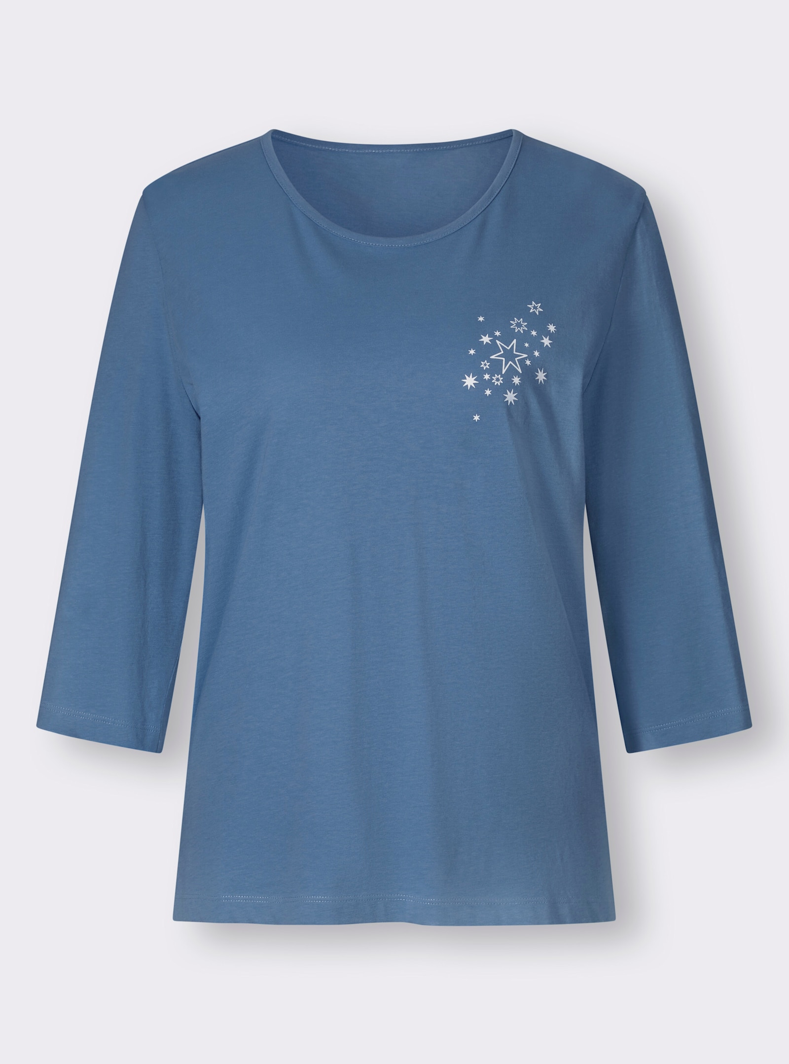 wäschepur Schlafanzüge mit 3/4-Arm und -Hose - mittelblau-ecru + erika-ecru