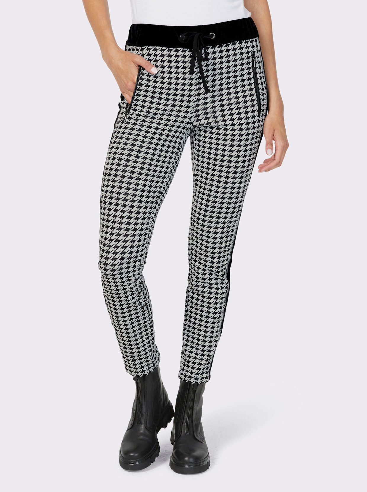 heine Pantalon en jersey - noir-blanc pied-de-poule