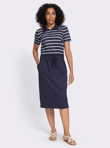 Jerseykleid mit 2 Nahttaschen - marine