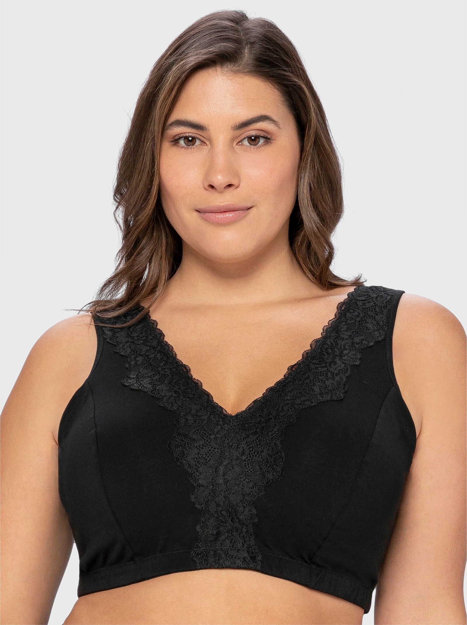 sheego Bügelloser BH in Bustier-Form, mit Spitzenborte - schwarz