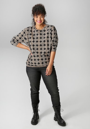 Aniston PLUS Sweatshirt - beige-schwarz