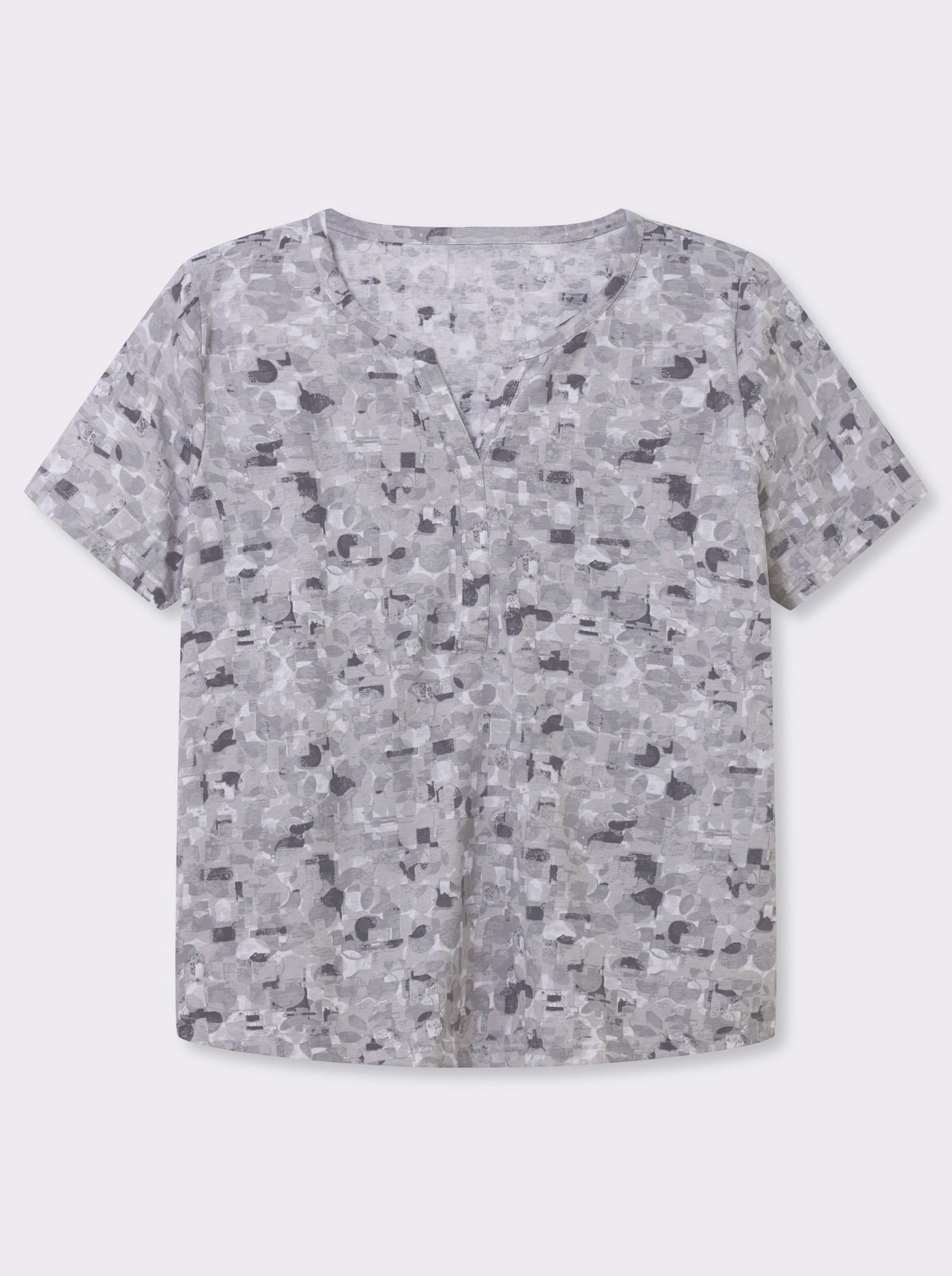 Kurzarmshirt in Baumwoll-Qualität - hellgrau-steingrau-bedruckt