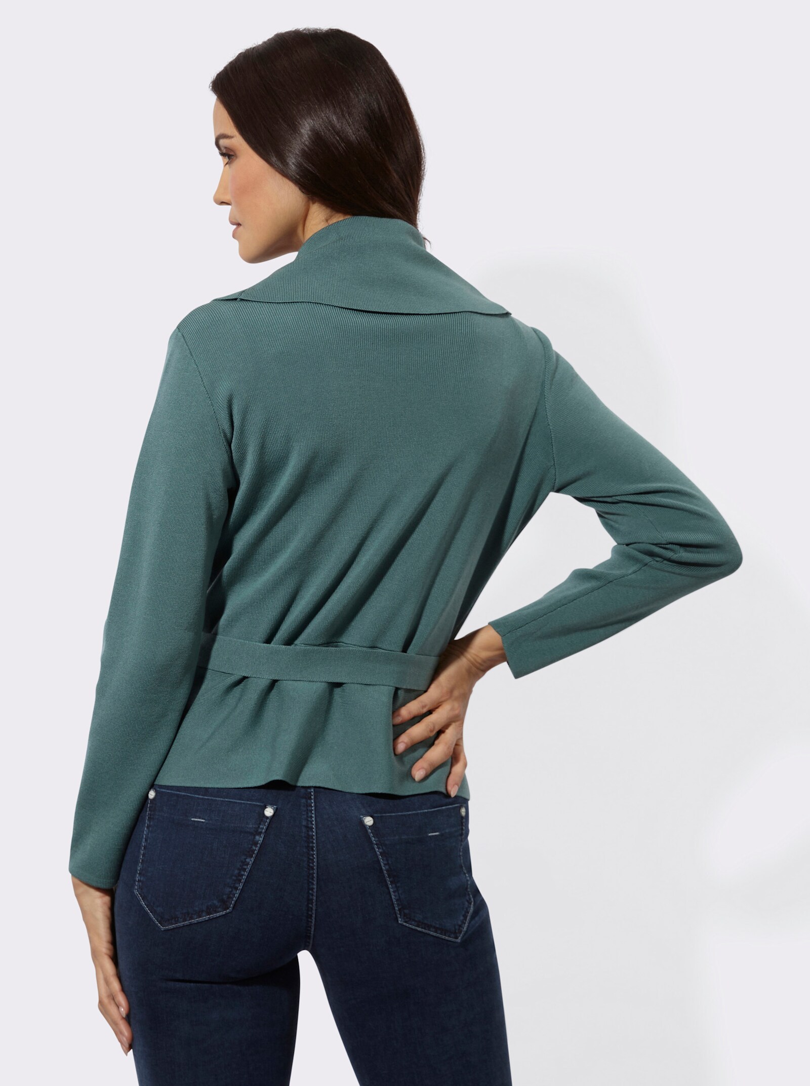 Cardigan mit Bindegürtel - jade