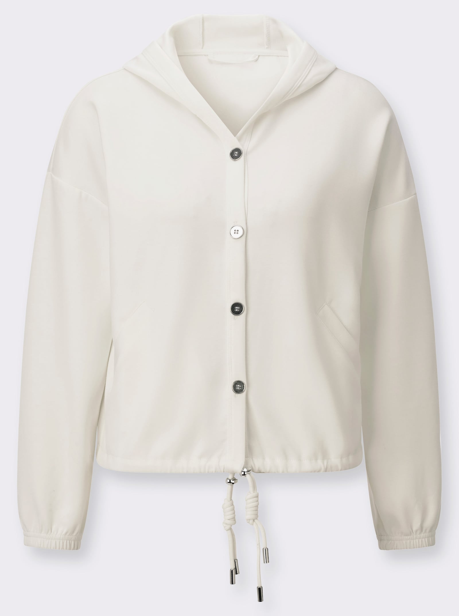 Shirtjacke mit Kapuze - ecru