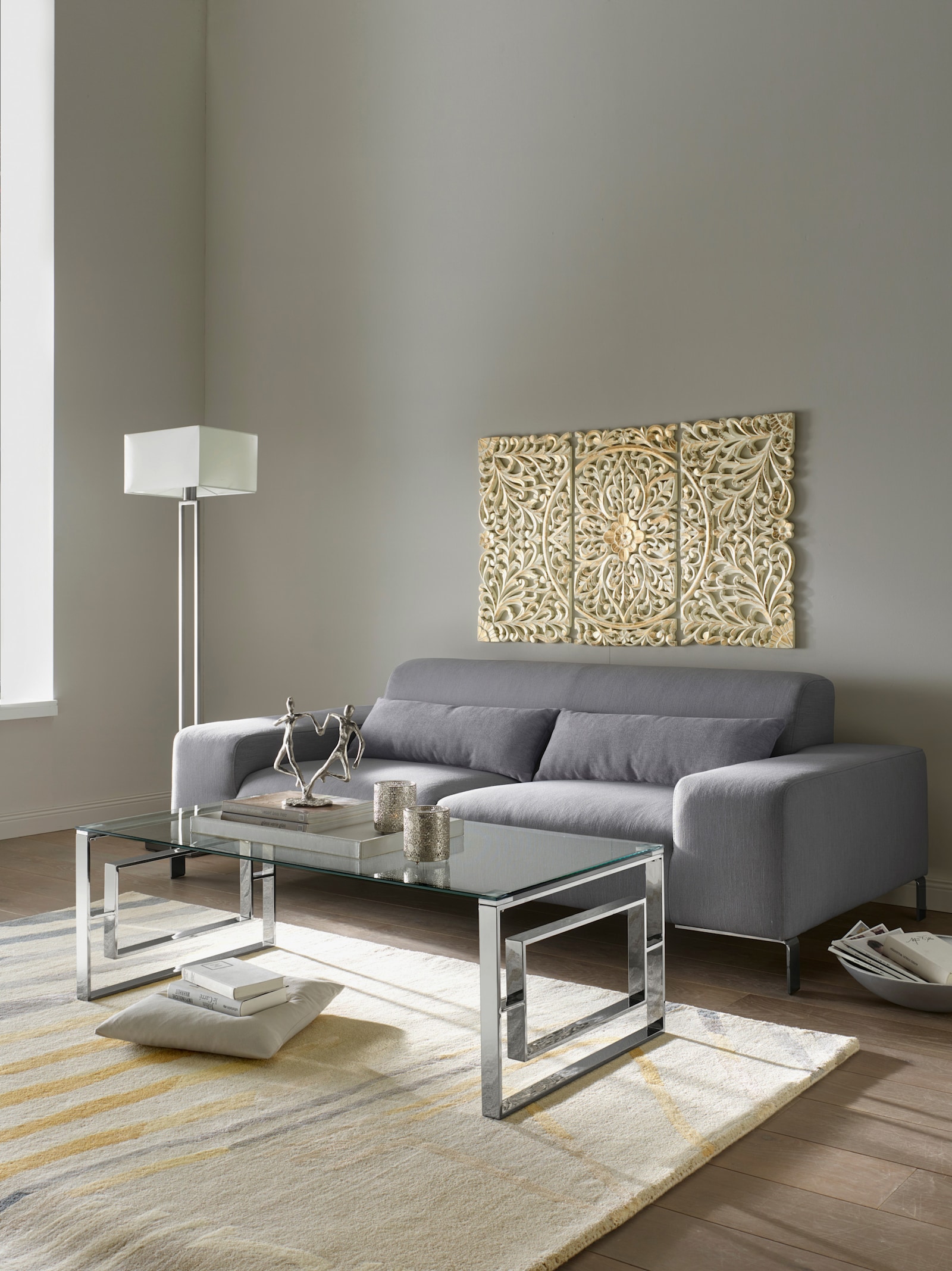 heine home Hochflorteppich - beige-grau