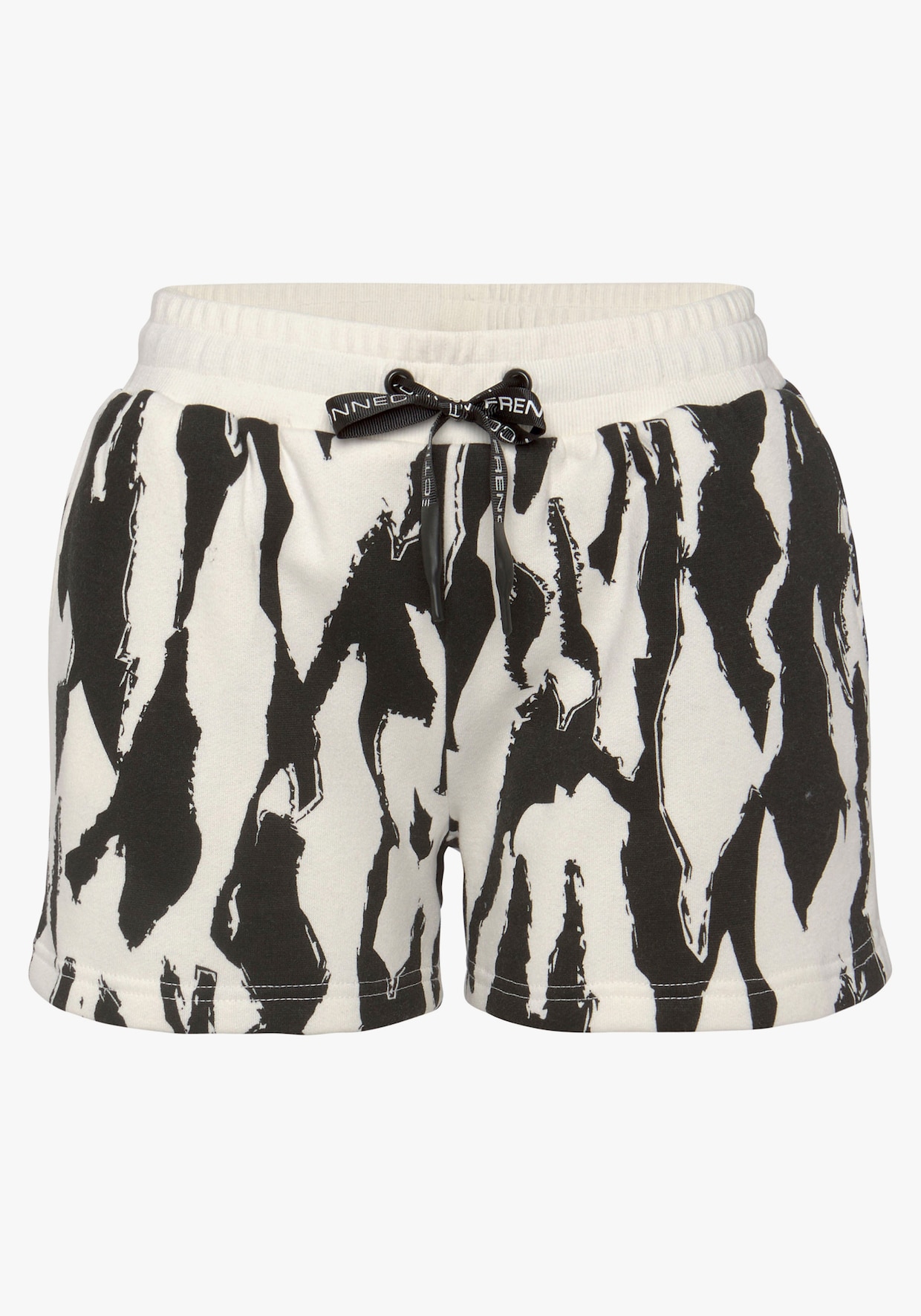 Short en matière sweat - noir-blanc à motifs