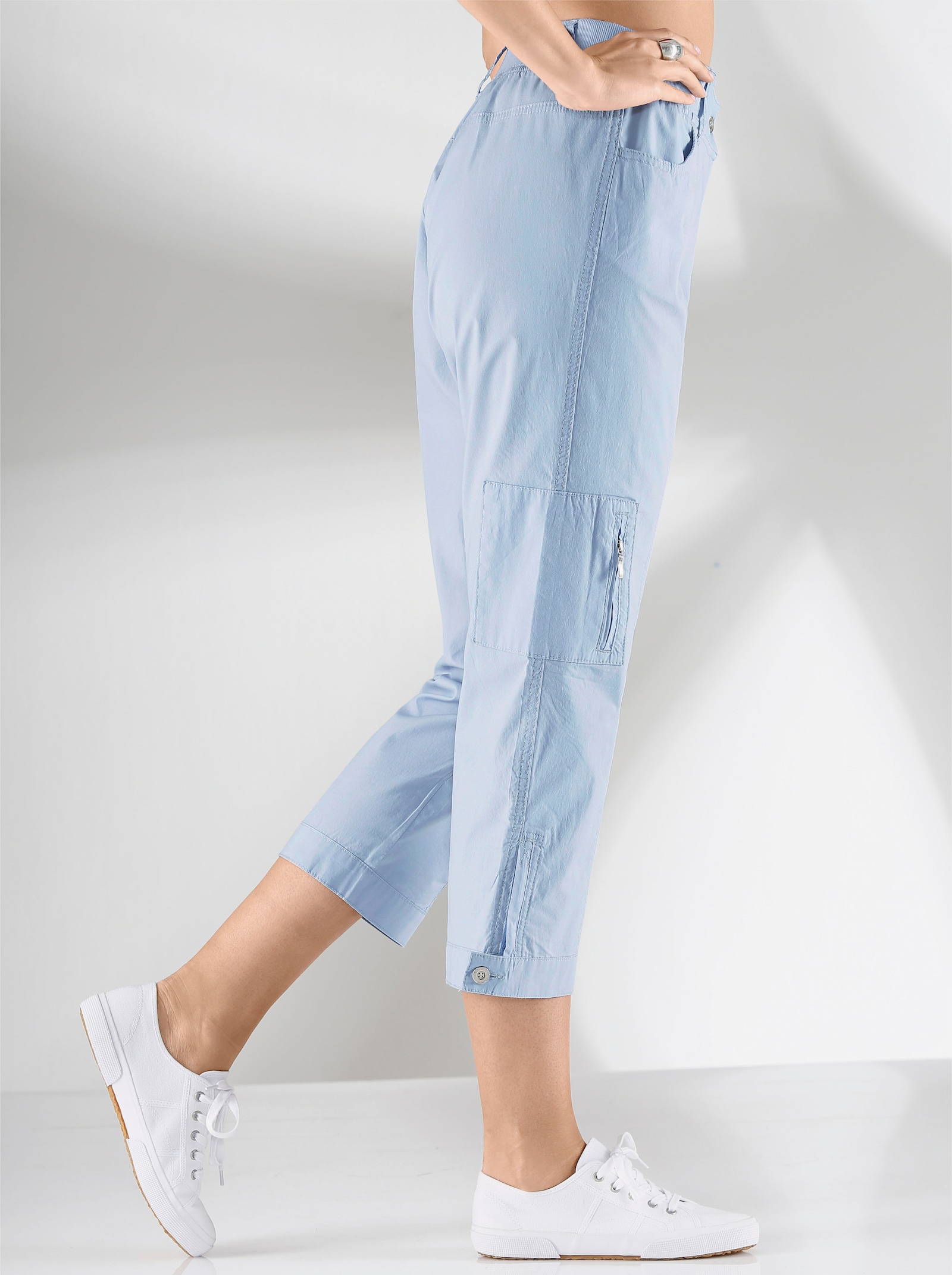 Stretch-Hose mit Zipper am Beinabschluss - hellblau