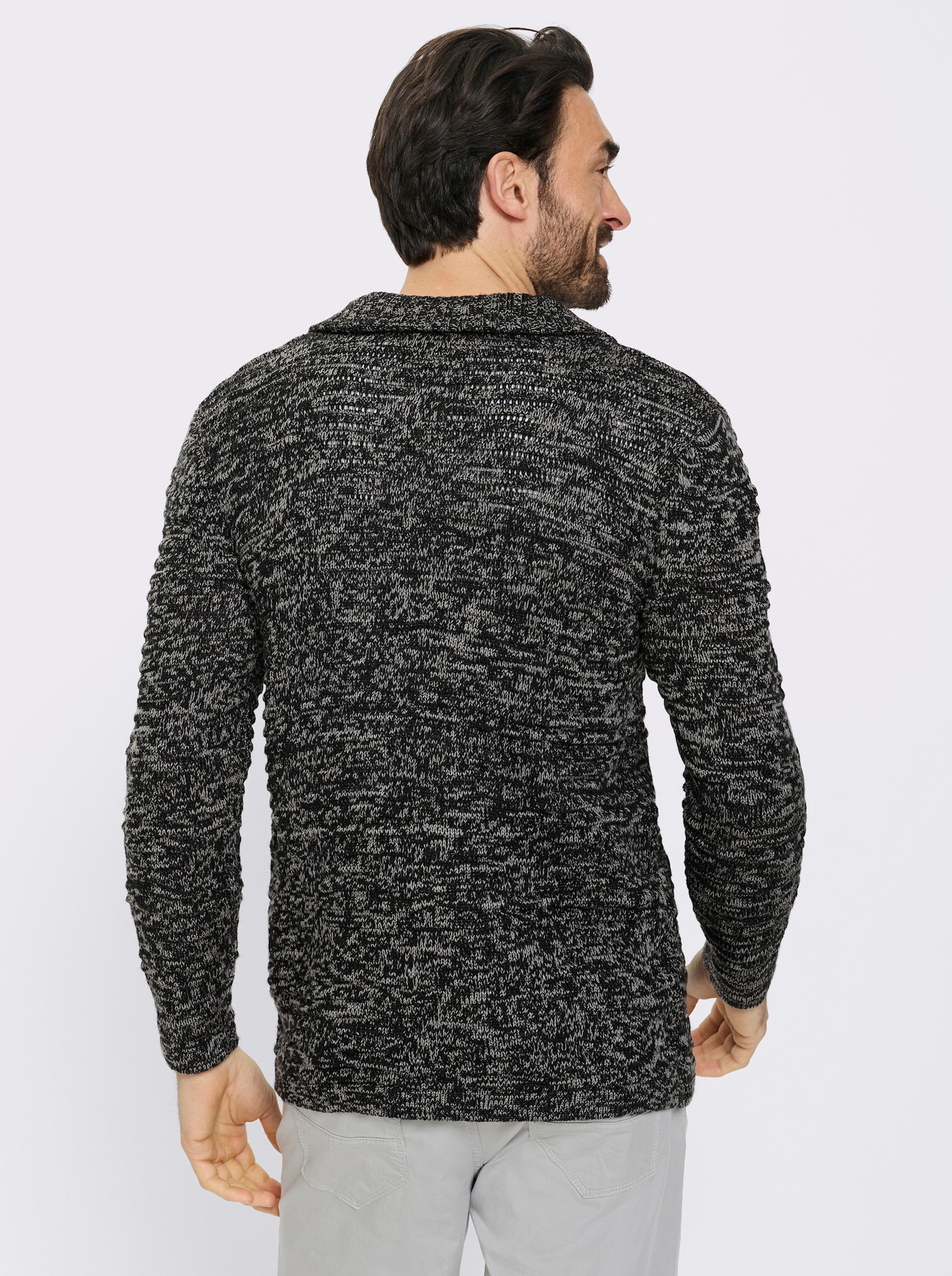 Marco Donati Strickjacke in längerer Form - schwarz-grau-meliert