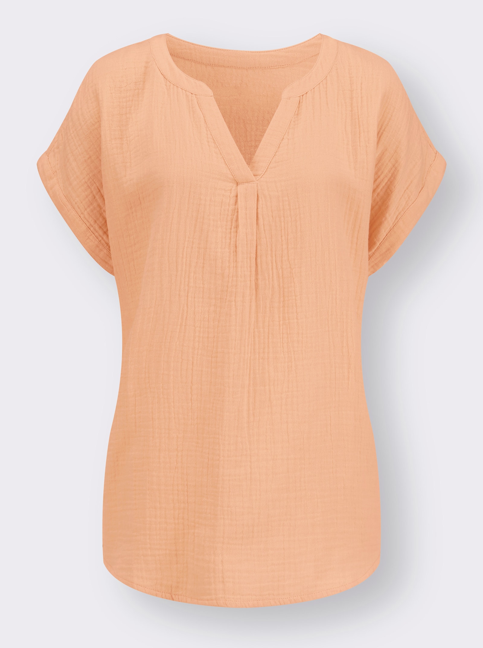Kurzarmbluse in Musselin-Qualität - apricot