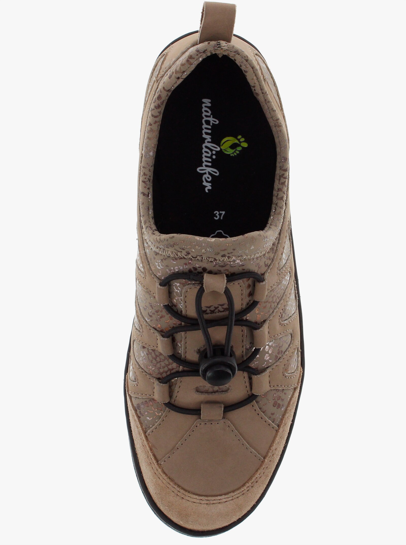 Naturläufer Slipper mit Stretch-Einsatz - taupe