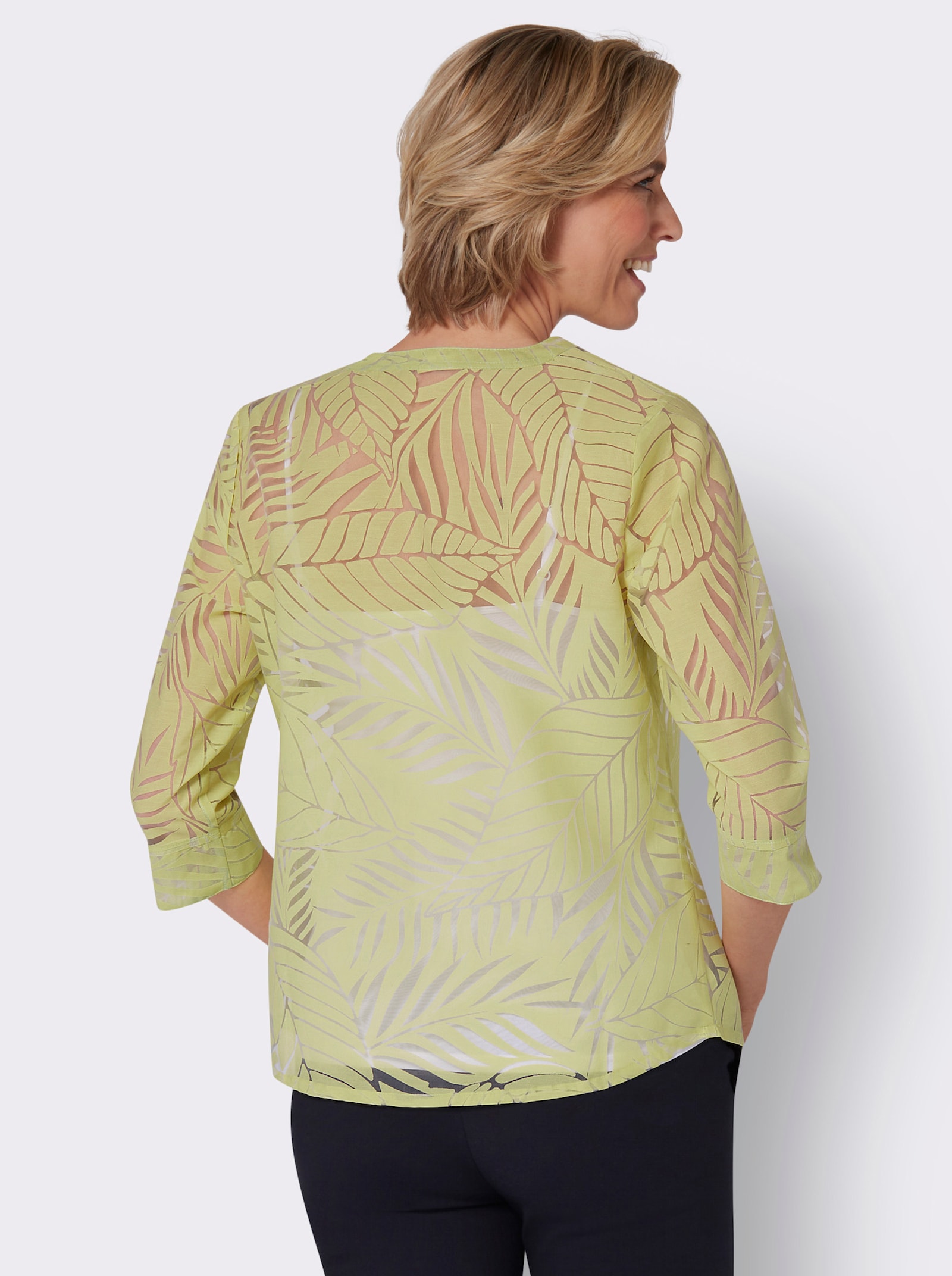 Navliekacia blúzka z vypaľovaného materiálu - pistáciová