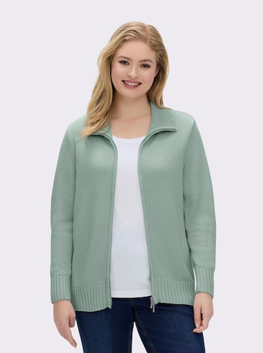 Strickjacke mit 2-Wege-Reißverschluss - kalkmint