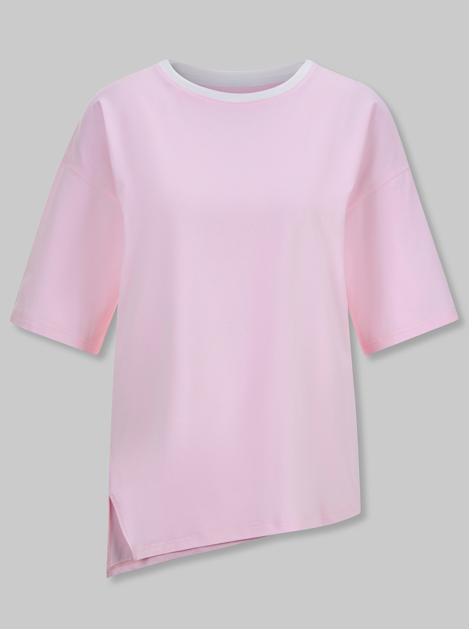 heine Kurzarmshirt mit asymmetrischem Saum - hellrosé