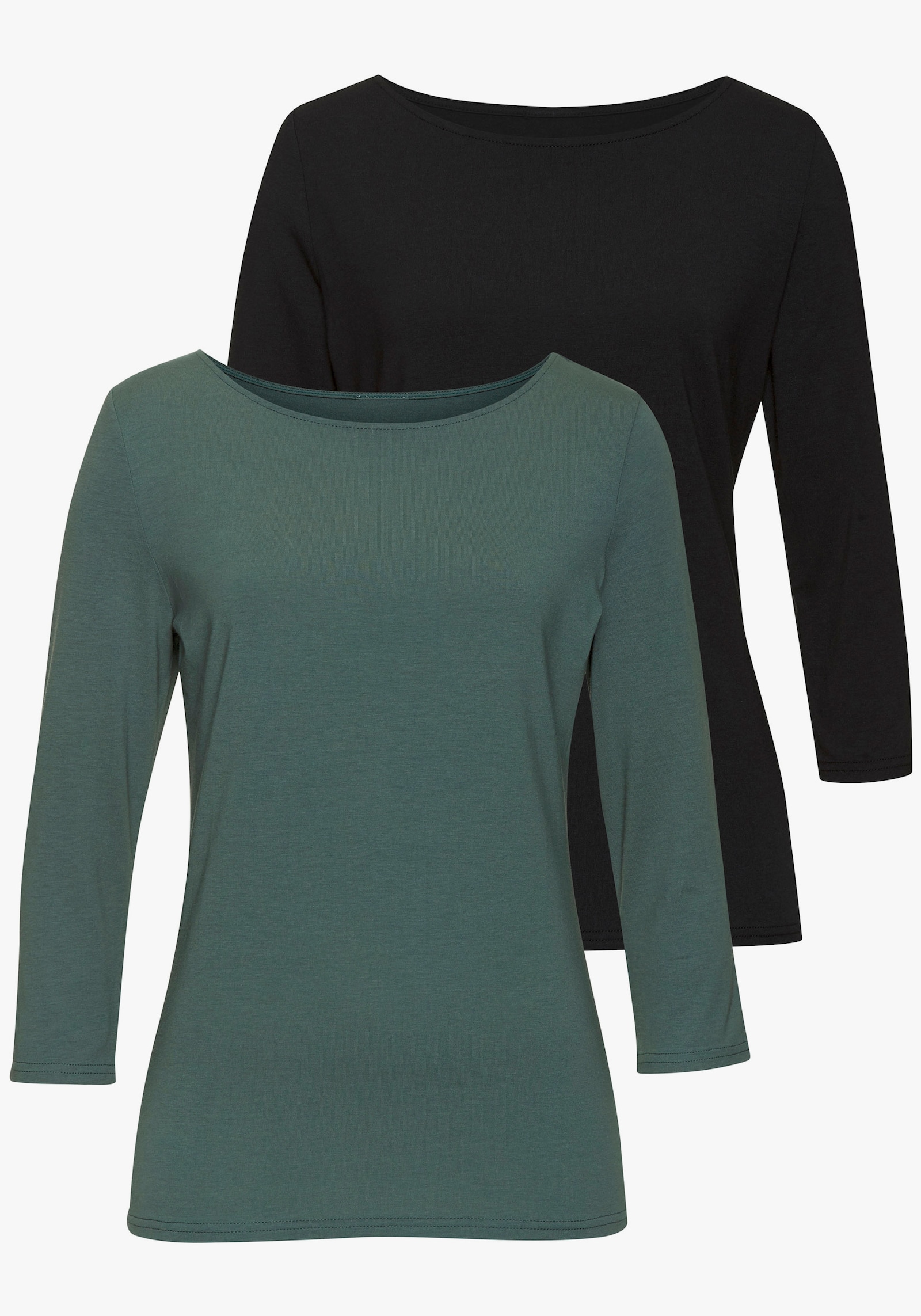 LASCANA Shirt met 3/4-mouw - eucalyptus, zwart