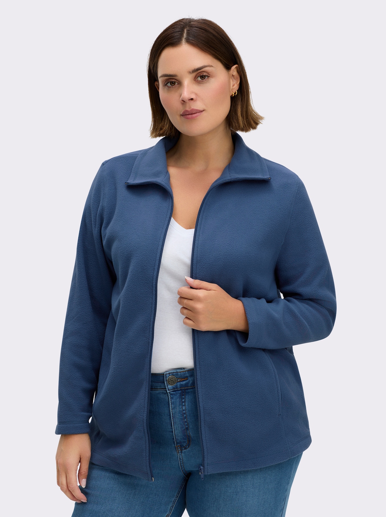 Fleecejacke mit zwei Taschen - nachtblau