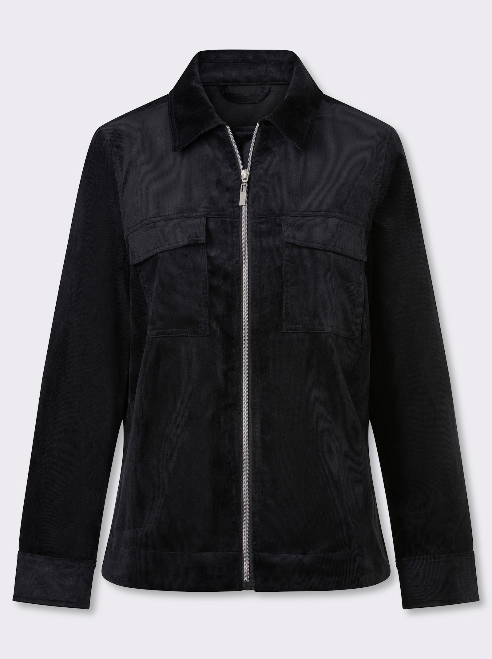 Cordjacke mit Pattentaschen - schwarz
