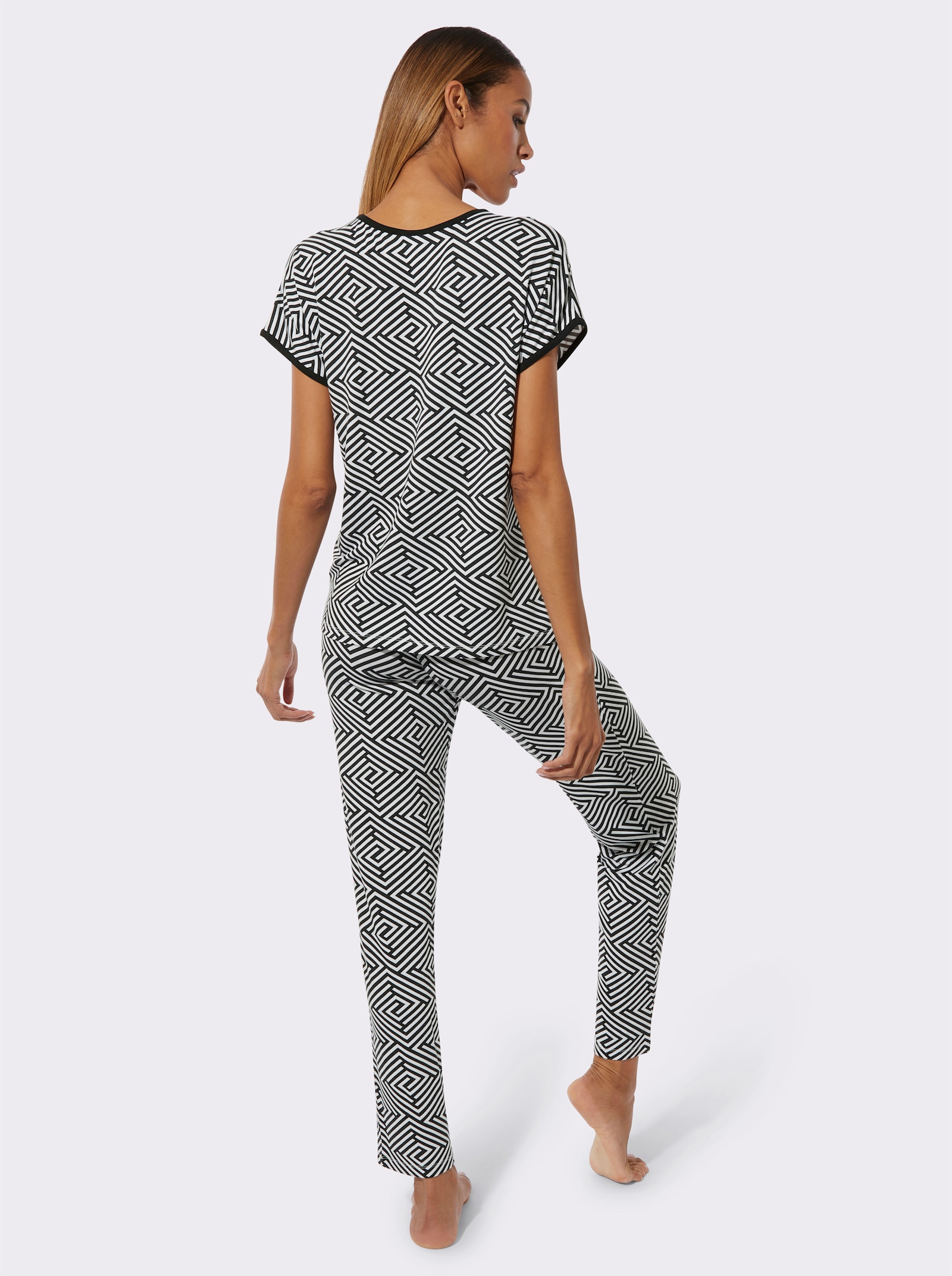 wäschepur Pyjama - noir-blanc imprimé