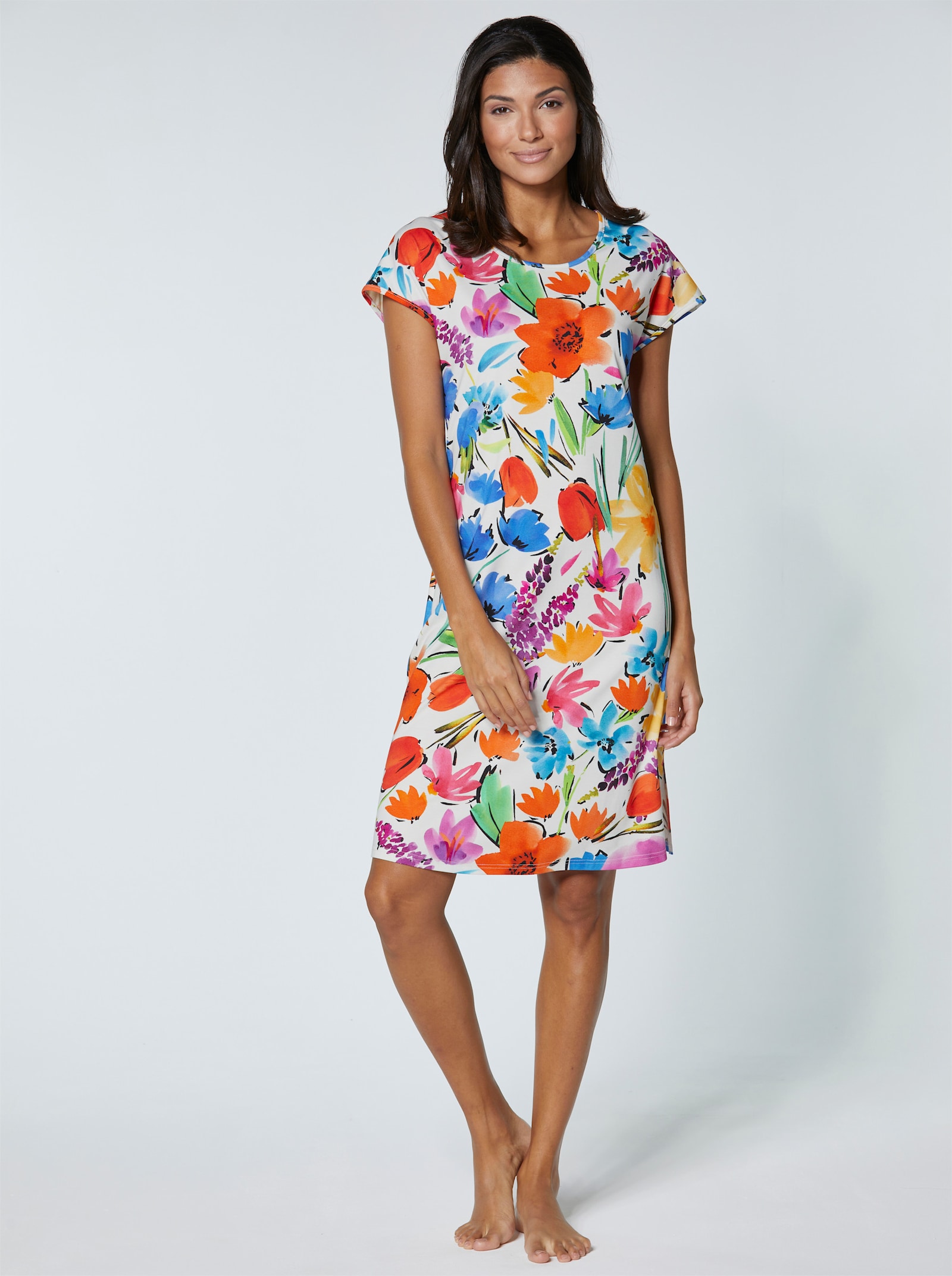 Sommerkleid mit floralem Druck - bunt-bedruckt