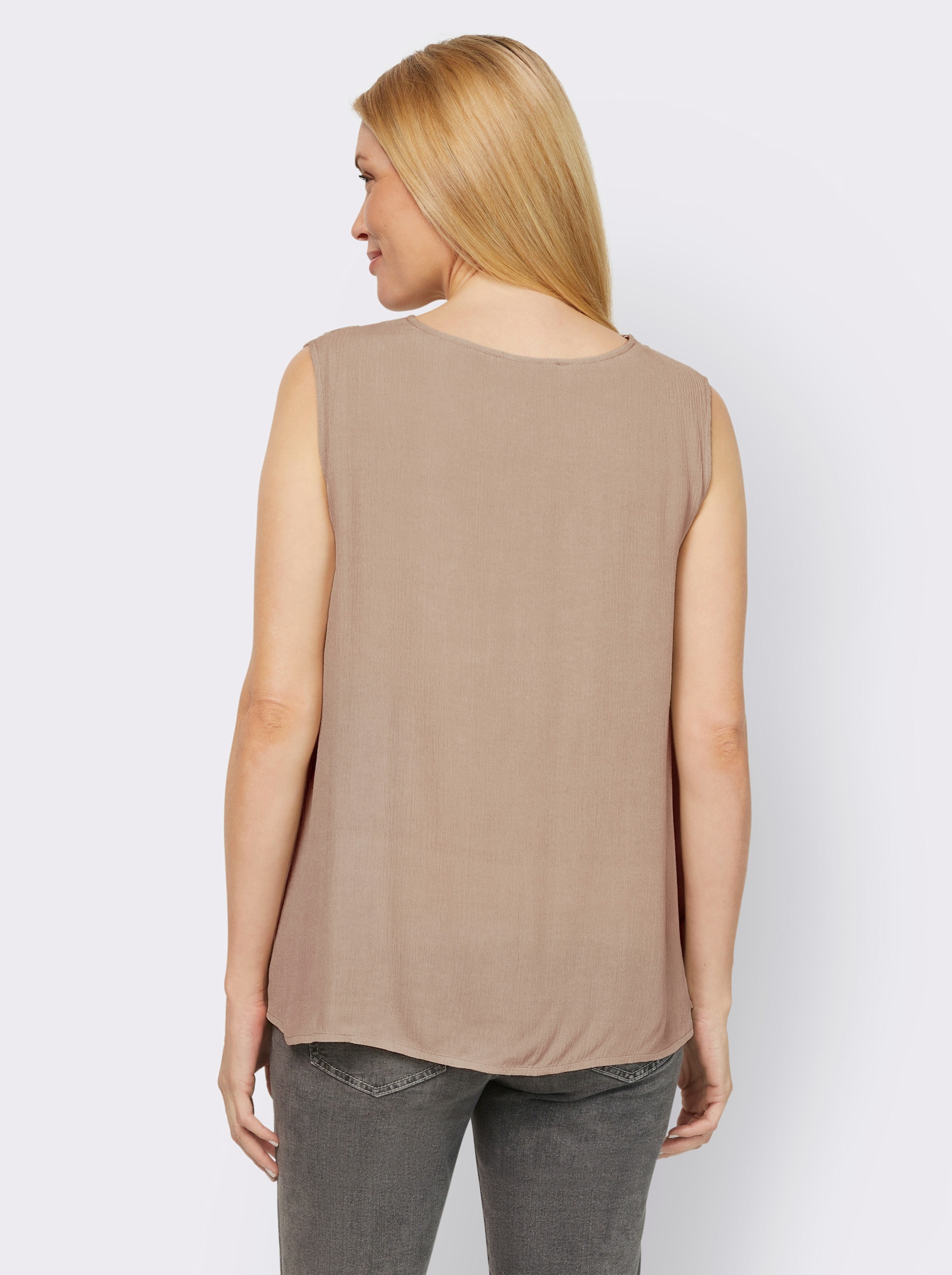 heine Spitzentop in Crinkle-Optik - sesam