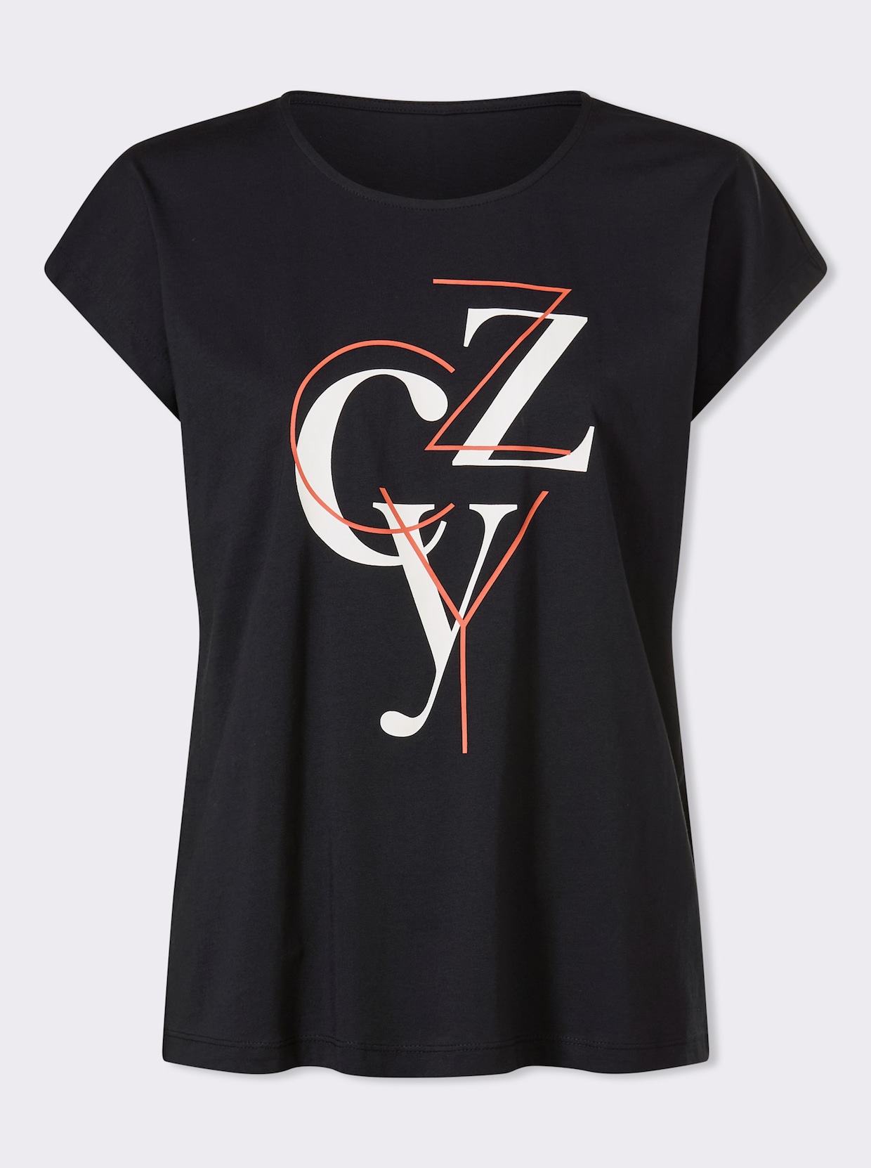 Kurzarmshirt mit Lettering-Print - schwarz-weiß