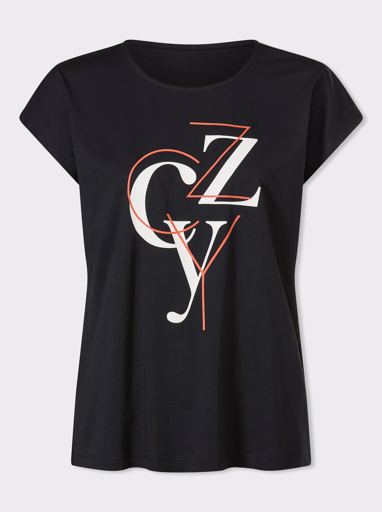 Kurzarmshirt mit Lettering-Print - schwarz-weiß