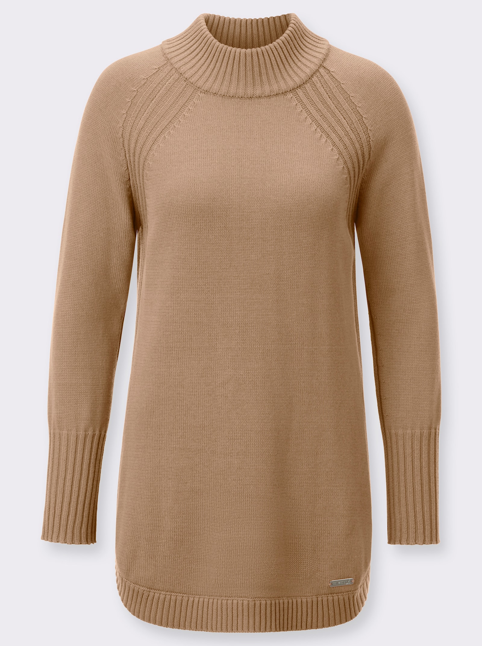 Longpullover mit abgerundetem Saum - camel