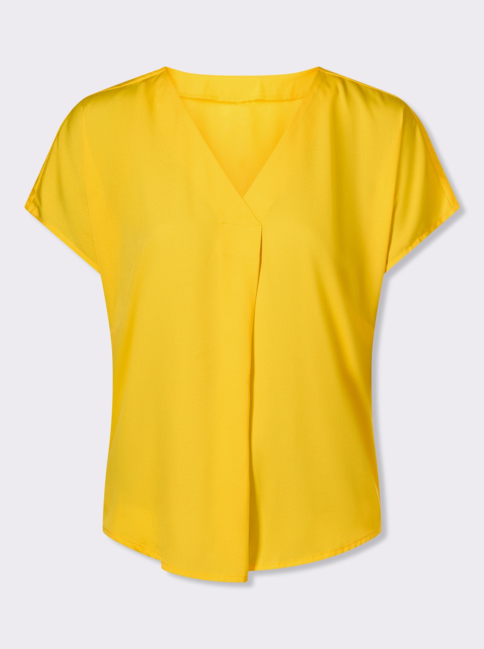 Blouse met korte mouwen en plooi voor - zonnegeel