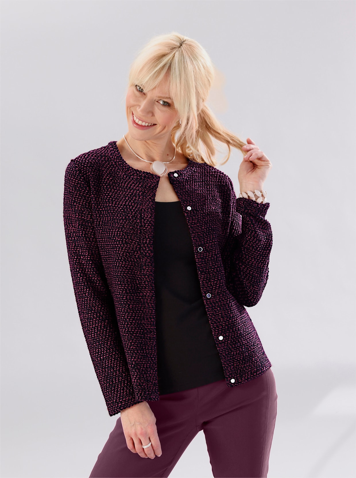 Cardigan - bordeaux-schwarz-meliert