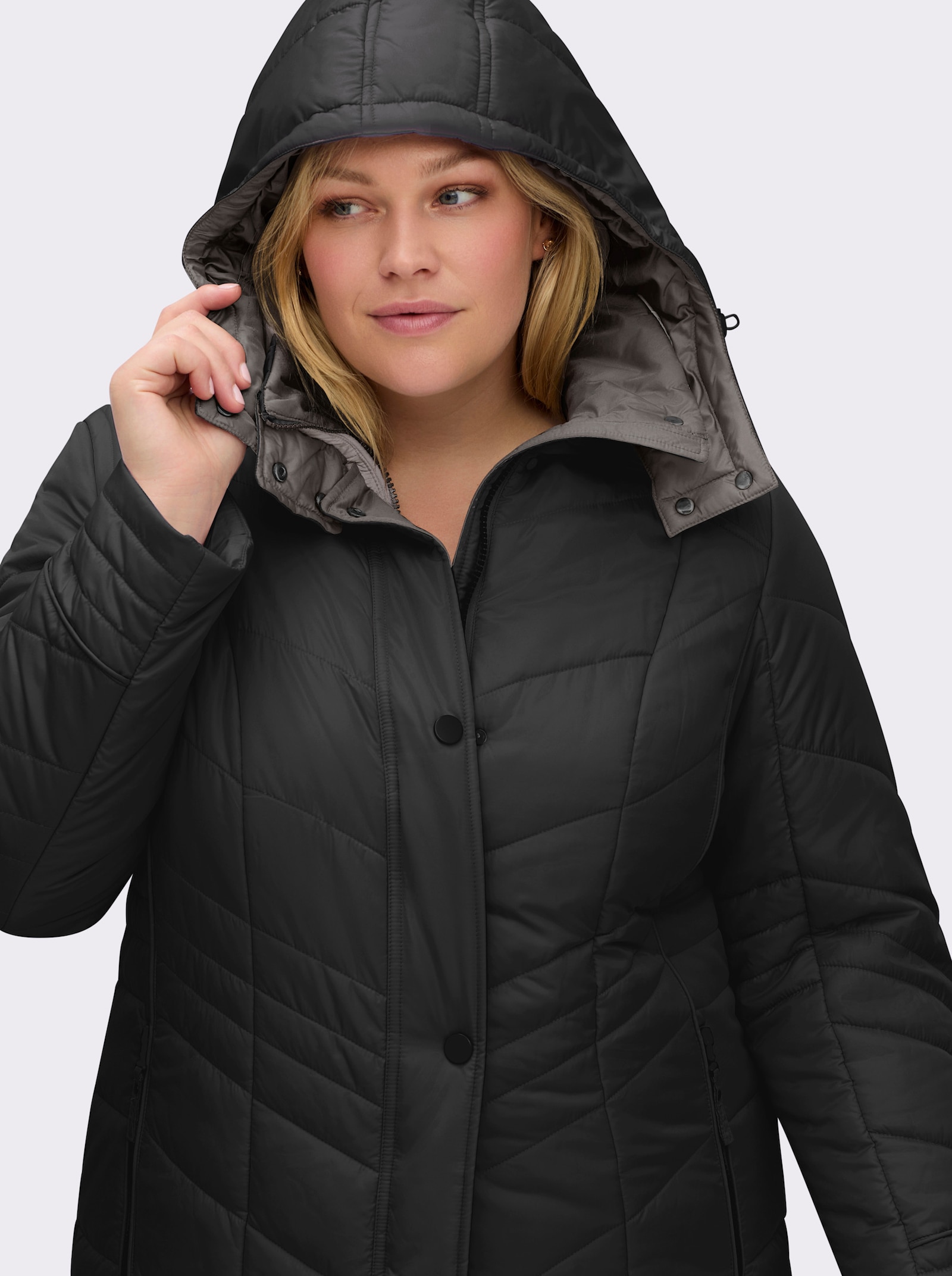 Steppjacke in Microfaser-Qualität, pflegeleicht - schwarz