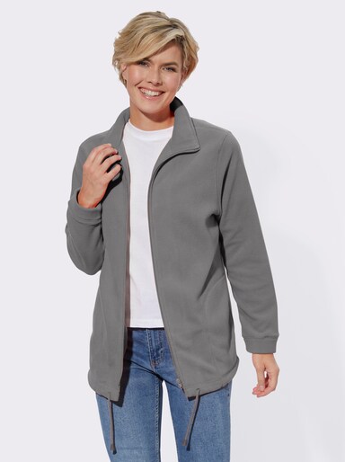 Fleecejacke Kordeldurchzug am Saum - grau