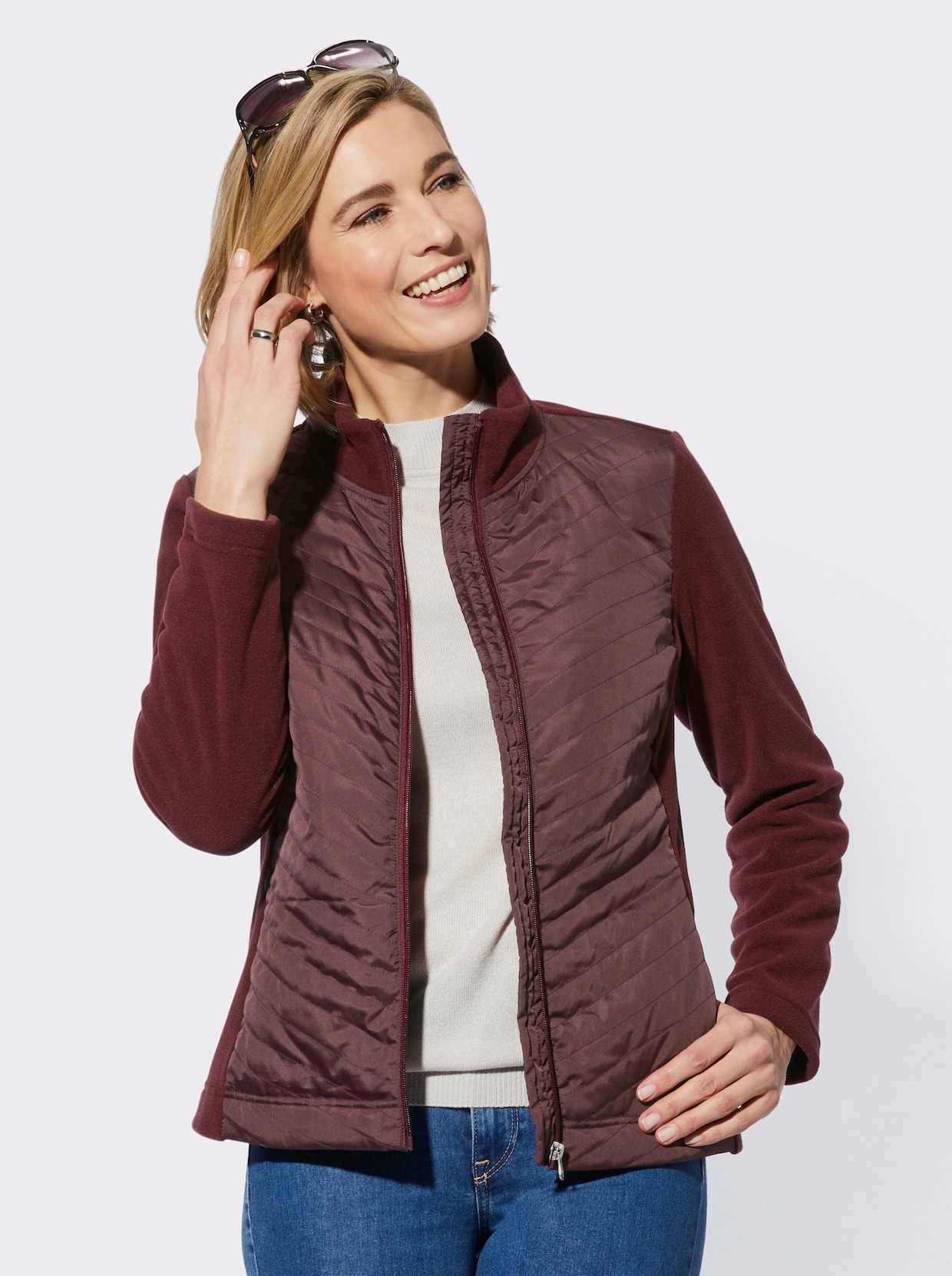 Fleece-Jacke - burgund